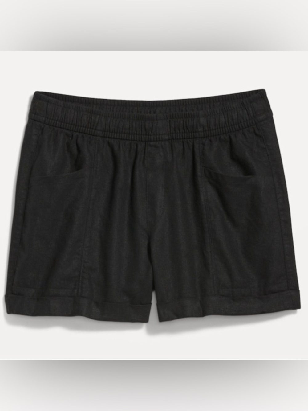 Old Navy women’s black linen blend utility shorts 3 1/2 inseam w/ pockets large